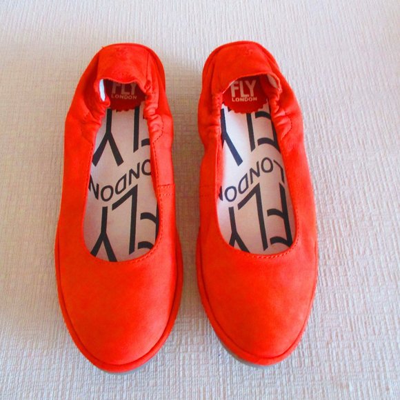 Fly London Poppy Orange Low Wedge Pumps 7.5 - Picture 4 of 8